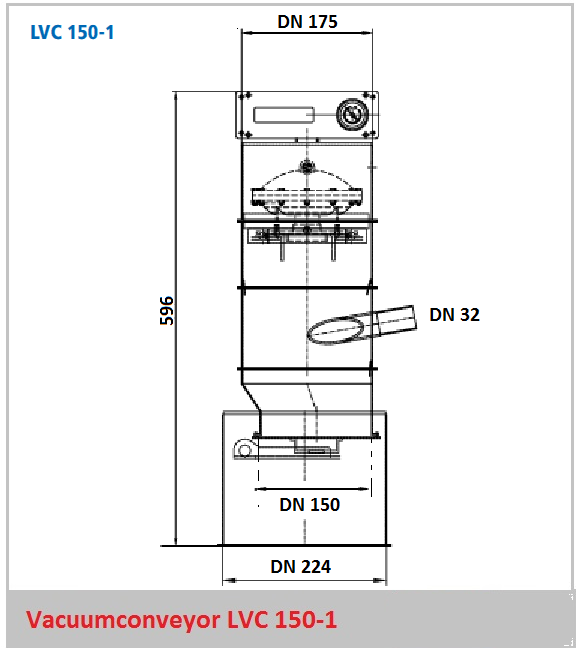 Bouwtekening vacuumconveyor LVC 150-1
